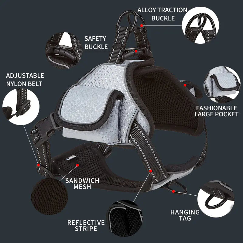 Pet+ presents Airtag Harness Vest Leash Collar Set | Pet Accessories | Pet Training | Pet Tracking