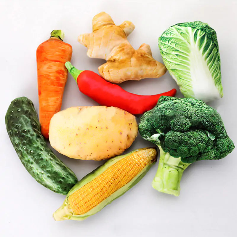 Pet+ presents Squeaky Meals | Interactive Pet Toy | Chicken | Steak | Egg | Shrimp | Bread | Ice-cream | Lettuce | Potato | Corn | Cucumber