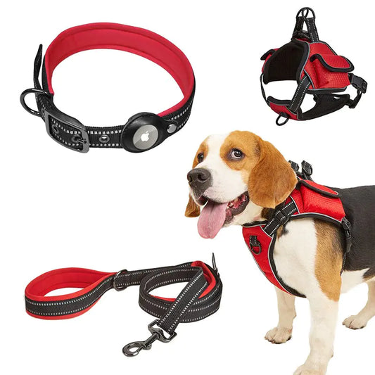 Pet+ presents Airtag Harness Vest Leash Collar Set | Pet Accessories | Pet Training | Pet Tracking