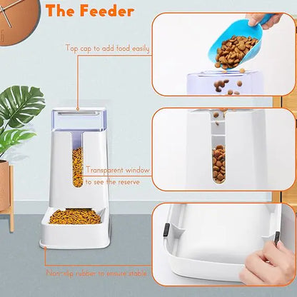 Pet+ presents Gravity Feeder and Water Dispenser | Automatic Feeder | For Cats & Small Dogs/Puppies