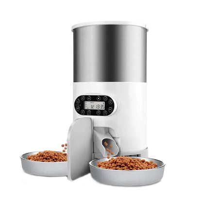 Pet+ presents Smart Wi-Fi Pet Feeder | Single Feeder | Double Feeder | Button and App (Android and IOS) Operated | For Dogs and Cats
