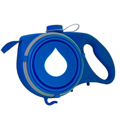 Pet+ presents Multifunctional Pet Leash With built in water bottle, collapsible bowl, waste bag dispenser, and hook for used bags | Pet Accessories | Smart Pet Supplies